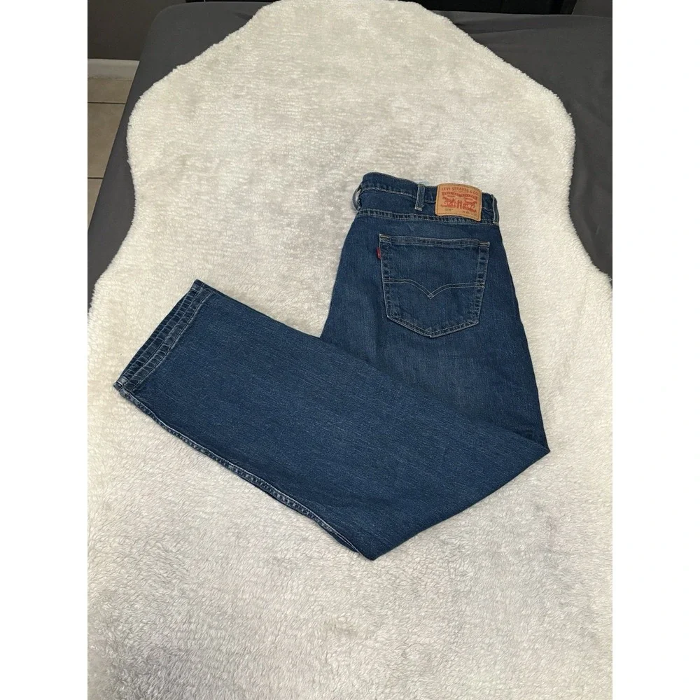 Levis 505 Mens Blue Straight Jeans Size 40x30 Cotton‎ Denim Pants Stretch